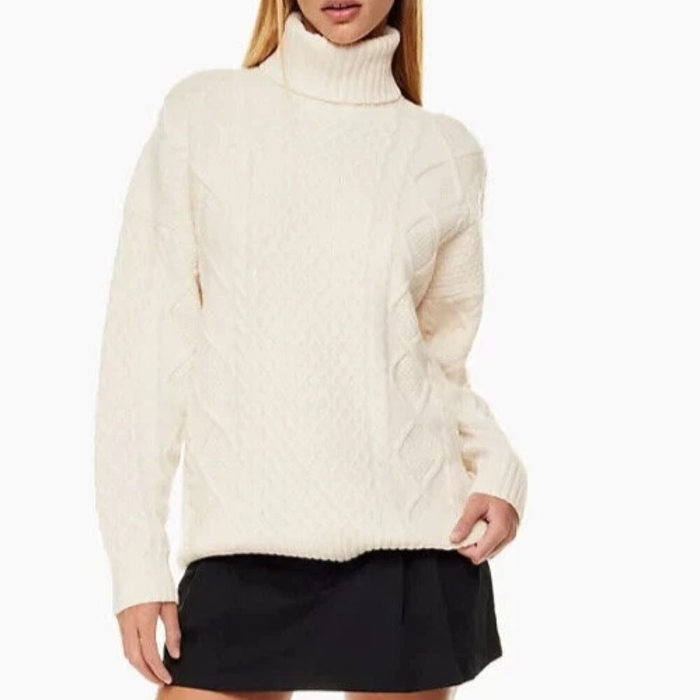 Sunday Best Ivory Cable Knit Turtleneck Sweater